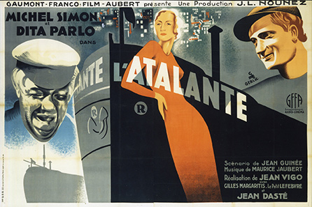 Affiche inédite car lors de sa sortie le film a été titré "Le Chaland qui passe"