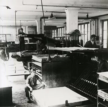 Atelier de lithographie en 1924